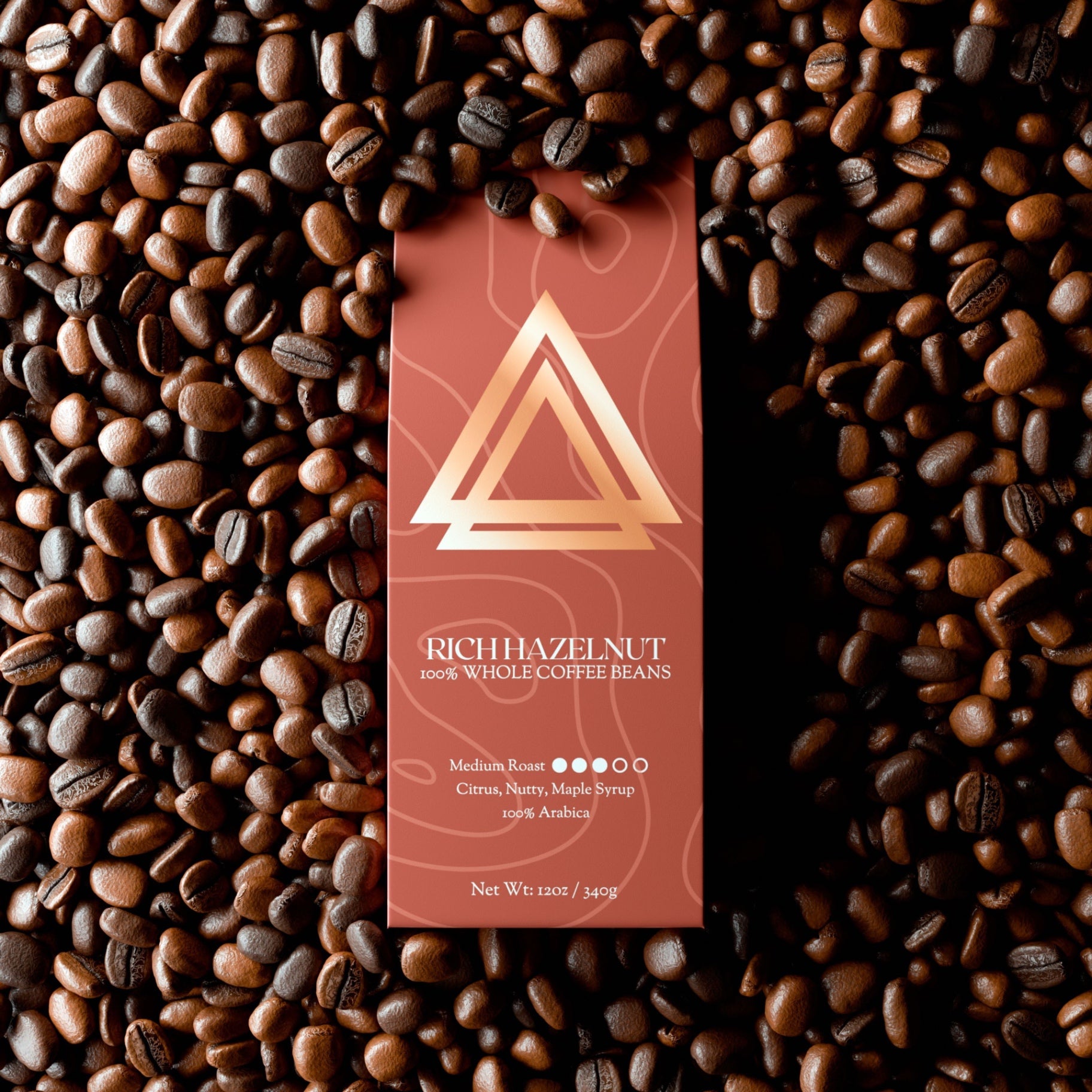 Rich Hazelnut 12oz whole bean coffee bag